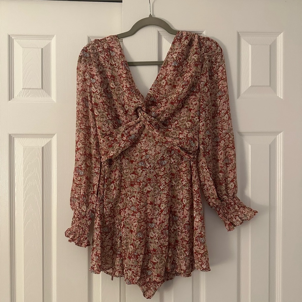 Floral Red and White Jumpsuit